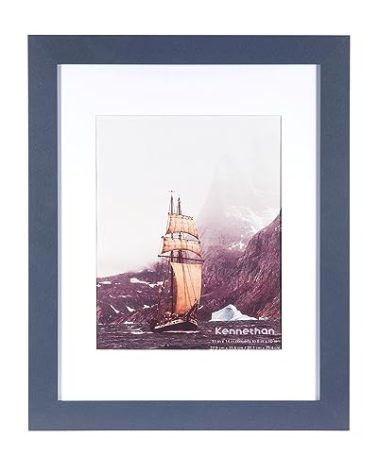 kennethan 11x14 Picture Frame Navy Blue - Displays 8x10 With Mat or 11x14 Without Mat - Wall Mountable