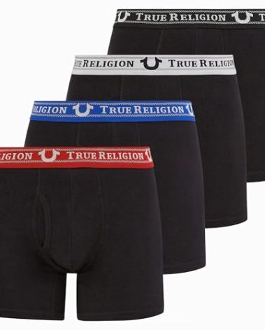 True Religion Mens Boxer Briefs Cotton Stretch Underwear for Men Pack of 4 Black