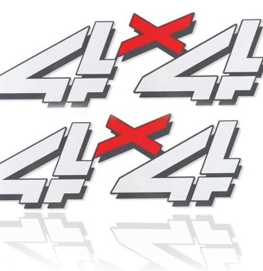 Pair Set 4x4 Decals Stickers Emblem Replacement for 1998-2007 Silverado 1500HD 2500 HD Bed Side (White Red)
