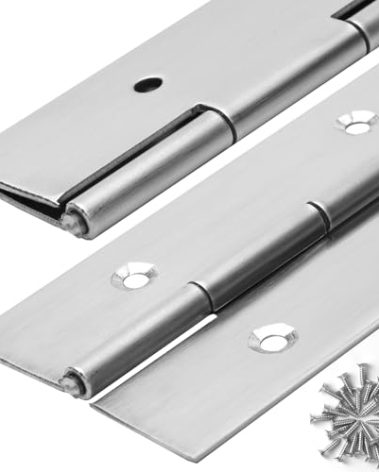 2Pack Piano Hinge 36 Inch x 3 Inch Wide Stainless Steel Piano Hinge 0.047'' Thick Continuous Hinges for Heavy Duty Cabinet, Door, Toolbox, Woodworking, Furniture, Silver