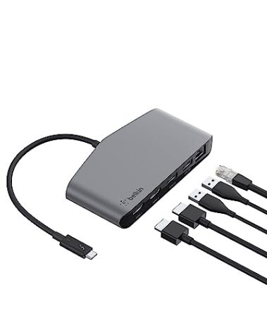 Belkin Thunderbolt 3 Dock Mini HD With Cable - Usb C Hub - Usb C Docking Station For Macos & Windows, Dual 4K @60hz, 40Gbps Transfer Speed, With Ethernet Port, BLACK