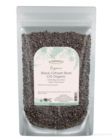 Starwest Botanicals Organic Black Cohosh Root - Dried Loose Herb for Tea & Tinctures, Cut & Sifted, Natural Wellness Support for Women & Men, Certified Kosher, Non-GMO - 4 oz Pouch