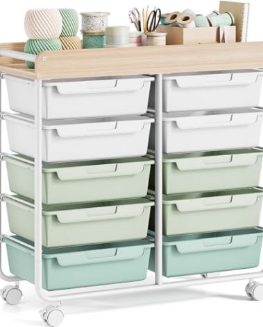 SYKIARIOL 10 Drawers Cart, Green