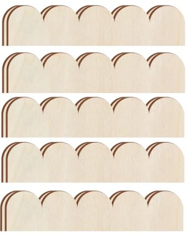 Threehoney 12 Pack Unfinished Scalloped Decorative Wood Trim Scalloped Edge Decorative Wood Molding Cute DIY Moulding Trim for Christmas Home Wall Cabinet Shelf and Window Door (15.75 x 3.54 Inch)