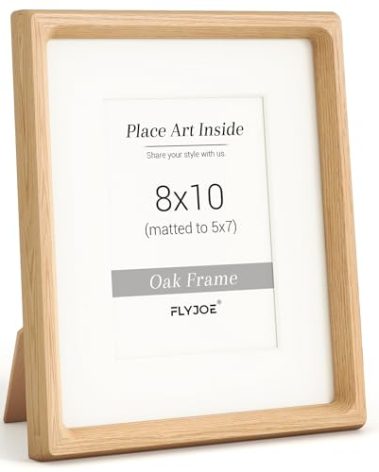 8x10 Picture Frame, USA-Sourced Natural Oak Wood Photo Frame with Tempered Glass, Handcrafted Rounded Corner 8 x 10 Wooden Frame Matted to 5x7 Photos, Wall or Tabletop Display