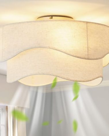 DSYBRI Flush Mount Ceiling Fan with Lights, 20" Low Profile Boho Ceiling Fan with Light Remote Control, Caged with 6 Speeds for Bedroom, Nursery, Living Room