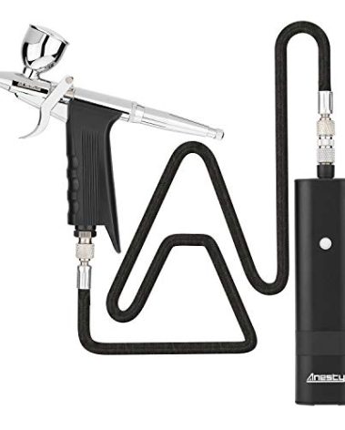 Anesty AHPPro High Pressure Cordless Airbrush Kit, Portable Airbrush Compressor,Connect Air hose Compressor for Makeup,Cake Decoration,Barber, Painting Model,Painting Nail Black
