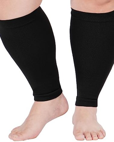 Abodhu Plus Size Compression Leg Sleeves for Women& Men 15-20mmHg Wide Calf Knee High Leg Sleeves
