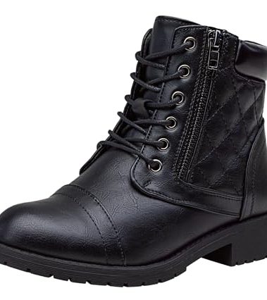 Vepose Women's Black Combat Ankle Boots, Comfortable Short Booties, Size 9 US - 903 with Buckle Strap (CJY903 black01 09)