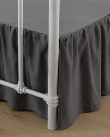 xuan dian Bed Skirt Twin Size Ruffled Bed Skirt with Split Corners, 12 Inch Drop Dust Ruffle Bed Skirt with Platform, Dark Grey, 12" Twin