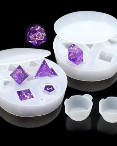 PJOY Dice Mold Food-Grade Silicone Dice Molds for 7PCS Sharp Edge Dice Set, DND Resin Dice Mold for DIY Dice Making Accessories (2 Pack)