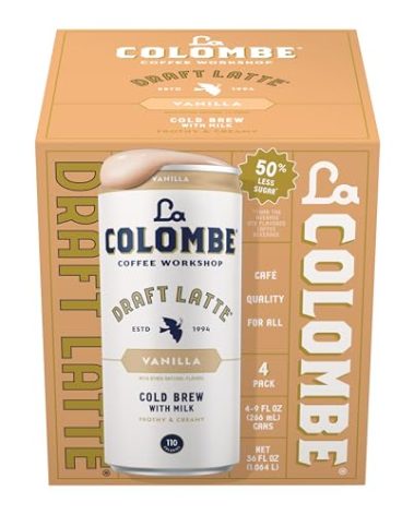 La Colombe Vanilla Draft Latte - 9 Fl. Oz. 4 Pack - 100% Arabica, Single-Origin, Brazilian Cold Brew Coffee with Lactose-Free Foamy Milk, Premium Coffee On the Go, 115mg Natural Caffeine