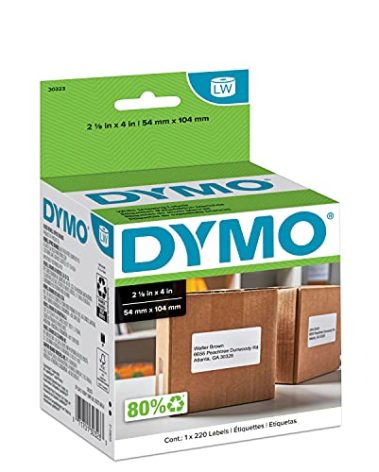 DYMO Authentic LW Shipping Labels, DYMO Labels for LabelWriter Label Printers, 2-1/8" x 4", 1 Roll of 220