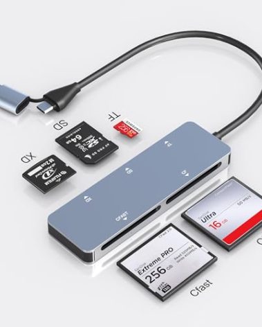 CFast Card Reader, 5Gbps USB C CFast2.0 Card Reader CFast/SD/Micro SD/XD/Compact Flash Read 5 Cards Simultaneously, Sony XD Card SanDisk C-Fast Card Adapter for Phone/PC