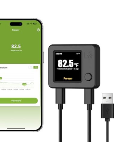 MOCREO WiFi Refrigerator Thermometer with Freezer Alarm, Digital Fridge Temperature Sensor, Email & App Alert, 2-Year Data Export, Remote App Monitor for Kitchen, Fish Tank