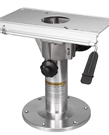 ONHI Adjustable Aluminum Boat Seat Pedestal 14-20 Inch Height with Slide, Locking Mechanism, Silver Matte Brushed Finish, Ideal for Fishing Boats and Marine Vessels