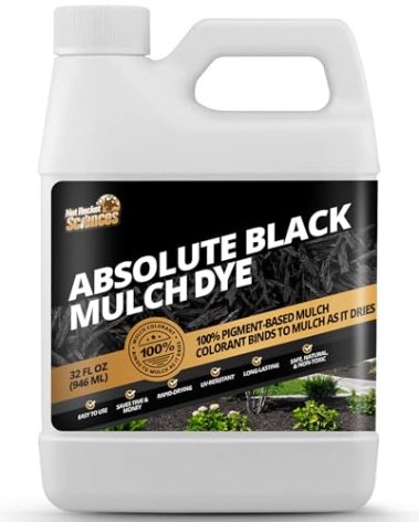 32oz Absolute Black Mulch Dye - Covers up to 2,500 sq. ft., Liquid Mulch Dye Black, Premium Color Concentrate, Ideal for Landscaping, Renews Faded Rubber or Wood Chips, 100% Color Pigment