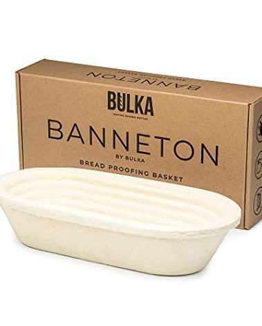 Bulka Oval 750g Groove Banneton Bread Proofing Basket Pressed Wood Pulp, Sourdough Proofing Basket - Non-Stick Batard Brotform Sourdough Bread Baking Supplies, Made in Germany.