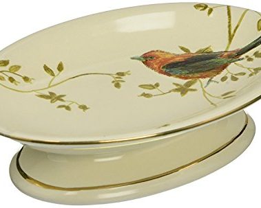 Avanti Linens - Soap Dish, Countertop Bathroom Accessories, Nature Inspired Home Decor (Gilded Birds Collection)