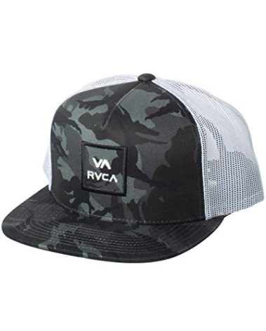 RVCA Men's Adjustable Snapback Hat, Trucker/Black Camo, 1SZ