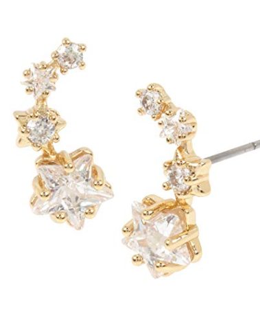 Betsey Johnson CZ Stone Delicate Shooting Star Ear Climber Earrings