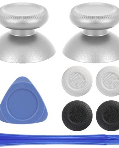 VRbrother 2Pcs Replacement Rocker Metal Analog Joystick Thumbstick Mushroom Caps Repair for Meta Oculus Quest 2 (Silver)