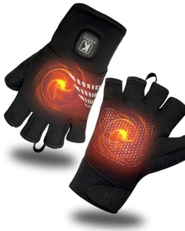 Kivdes Heated Gloves Fingerless for Women Man Rechargeable Electric Touchscreen Wearable Cold Winter Work Arthritis Pain Relief Hand Warmers Hot Compress Reusable (M)