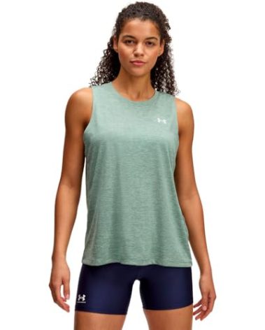 Under Armour Womens Tech Twist Tank Top, (348) Silica Green / / White, Medium