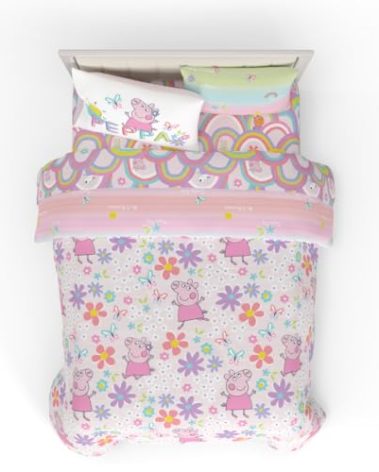 Franco Peppa Pig Kids Bedding Super Soft Comforter and Sheet Set with Sham, 7 Piece Full Size, (Officially Licensed Product)