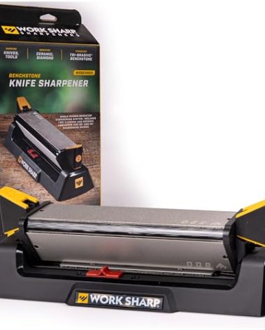 Work Sharp Benchstone Knife Sharpener, 3 sided for faster manual pocket or hunting knife sharpening