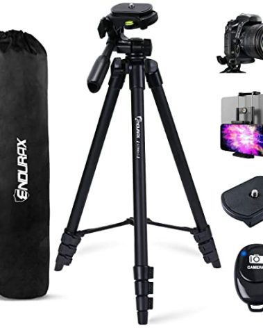 Endurax 60'' Camera Tripod Camera Stand for Canon Rebel Eos Nikon DSLR, Travel Tripods for Phone Tablet with Remote Black