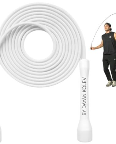 Swissskip Speed Jump Rope by Dayan Kolev, 5mm PVC Skipping Rope, for Beginners and Advanced Athletes, Ideal for Fitness, Cardio, Boxing & CrossFit, Adjustable length with Unbreakable Handles (White)