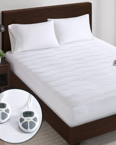 Serta Heated Mattress Pad Cal King Size - Electric Mattress Pad, 10 Heat Setting Controller, Auto Shut Off Timer, Deep Elastic Pocket, Up to 17" Mattress, ETL Certified, Machine Wash, Cal King, White