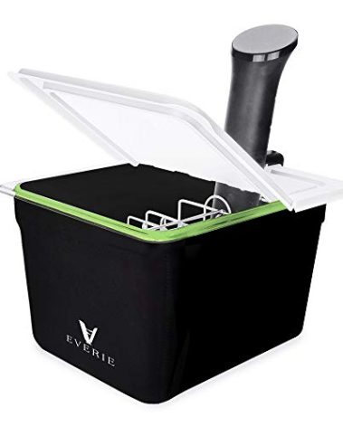 EVERIE Sous Vide Container 12 Quarts with Collapsible Hinge Lid and Sous Vide Rack and Insulation Sleeve Compatible with Anova Cooker All Models (KIT-12-NANO-PP)