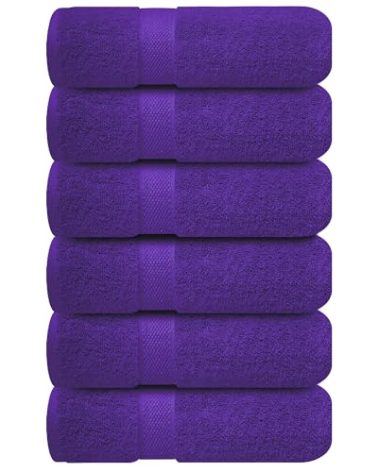 Infinitee Xclusives Purple Hand Towels for Bathroom - Set of 6 (16x28 inches) 600 GSM, 100% Cotton Ultra Soft, Quick Drying, Hotel Quality Hand Towel Set (Profound Purple)
