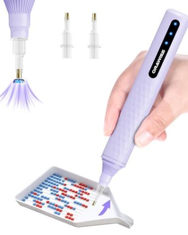 Electric Diamond Painting Pen, Vacuum Diamond Art Pen no Wax Needed | Cordless & Quiet | Rechargeable Battery | Lightweight | Diamond Art Accessories for Adults | Gift for Gem Dimond Art Fans - purple