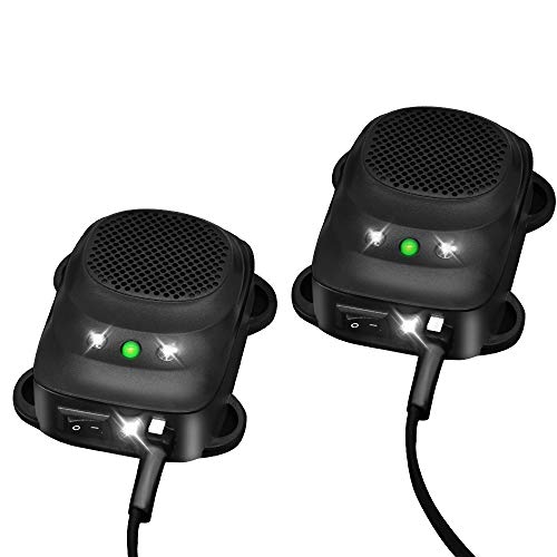 Loraffe Under Hood Rodent Repellent for Car Engines, 12V 24V Ultrasonic Mouse Deterrent with LED Strobe Lights – Mice and Rat Repeller for Truck, RV, Vehicle Engine Protection, Pack of 2