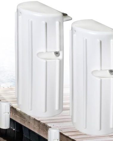 Dock Fender Boat Dock Bumpers for Edge or Side,Marine Fender Bumper Guard,Vertical Protection,Soft Vinyl Durable Construction,Includes Mounting Hardware,2 Pack-White