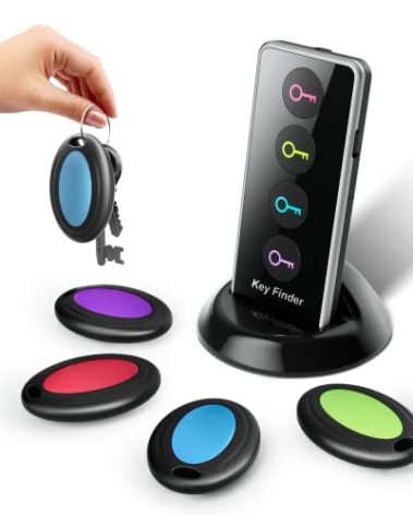 Wireless Key Finder with LED Light - Easy-to-Use Tracker for Seniors - Locate Keys, Phones, Wallets, and TV Remotes - Tracking Device Includes 4 Receivers and Remote Finder