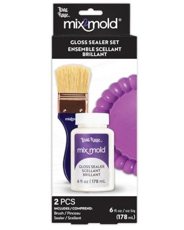 Brea Reese: Mix2Mold Glossy Sealer - 6 fl oz (178 ml) - Application Brush - for Resin-Ceramic Resin-EcoResin Craft Projects, Indoor/Outdoor Use Sealer