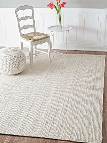 FRELISH DECOR Handwoven Jute Area Rug - Off-White Rectangular Rustic Vintage Beige Braided Reversible Rug - Eco Friendly Rug for Bedroom - Kitchen - Living Room - Farmhouse (4'x6' - Off-White)