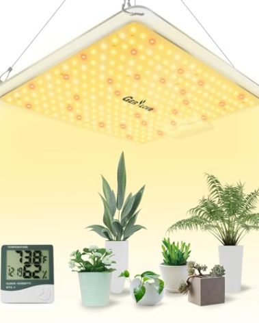 Gerylove LED Grow Light, SP1500 Sunlike Full Spectrum Dimmable Plant Lights with Thermometer, Growing Lamps for Indoor Plants Seedlings Veg Bloom 4.5x4.5ft