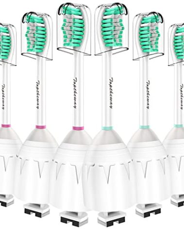 Toptheway Replacement Brush Heads Compatible with Sonicare E-Series Essence Xtreme Elite Advance and CleanCare Screw-On Toothbrush Handles 7022/66, 6 Pack