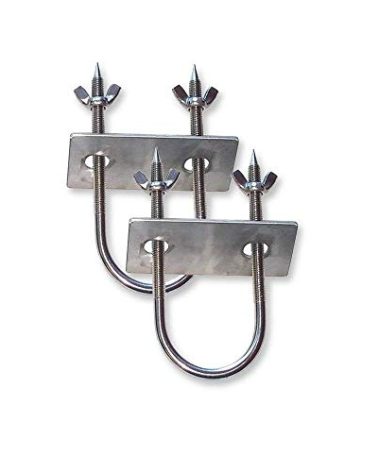 SPITJACK Stainless Rotisserie Fork U-Bolt, 5.5 Inches Long Meat Trussing Accessories. 2 Inch Wide Spit Rod Capacity. Rotisserie Parts for Whole BBQ Pig, Hog, Lamb and Turkey. (2 Pack)