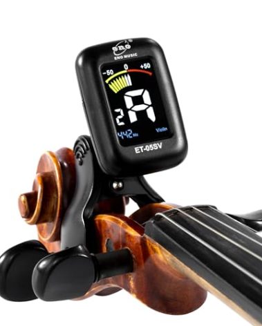 ENO MUSIC Professional Violin Viola Tuner, Colorful LCD Display Easy Control Clip on Accurate Violin Tuner