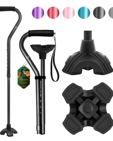 BeneCane Walking Cane Adjustable Cane with Offset Soft Cushioned Handle for Men & Women Lightweight Comfortable Extra Stability Base Mobility Aid for Men Women and Seniors