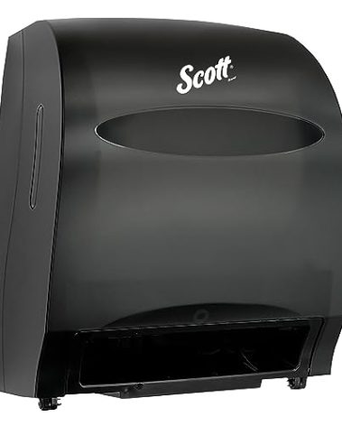 Scott Professional Essential Automatic Hard Roll Paper Towel Dispenser (48860), Black, Wall Mounted, for ScottBrand Purple Core Commercial Hand Towels (Qty 1)