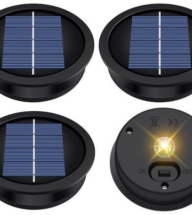 4 Pack Solar Light Replacement Top, Replacement Solar Light Parts for Lantern (Top 3.23 Inch, Bottom 2.83 Inch), Waterproof LED Replacement for Outdoor Garden, Pathway, Yard Lights & Decor