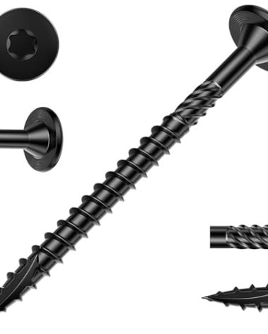 FMhotu #14 Heavy-Duty Wood Screws, Star Drive Deck Screws, Rust Resistant Timber Screws for Timber/Log/Landscaping Wood (8 Inch,100Pcs,Black)