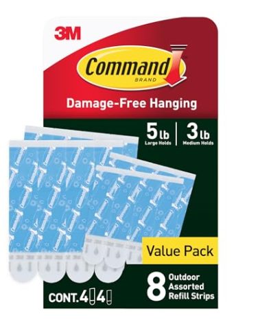 Command Outdoor Refill Strips Variety Pack [Removable]: 4 Medium and 4 Large Strips (White)